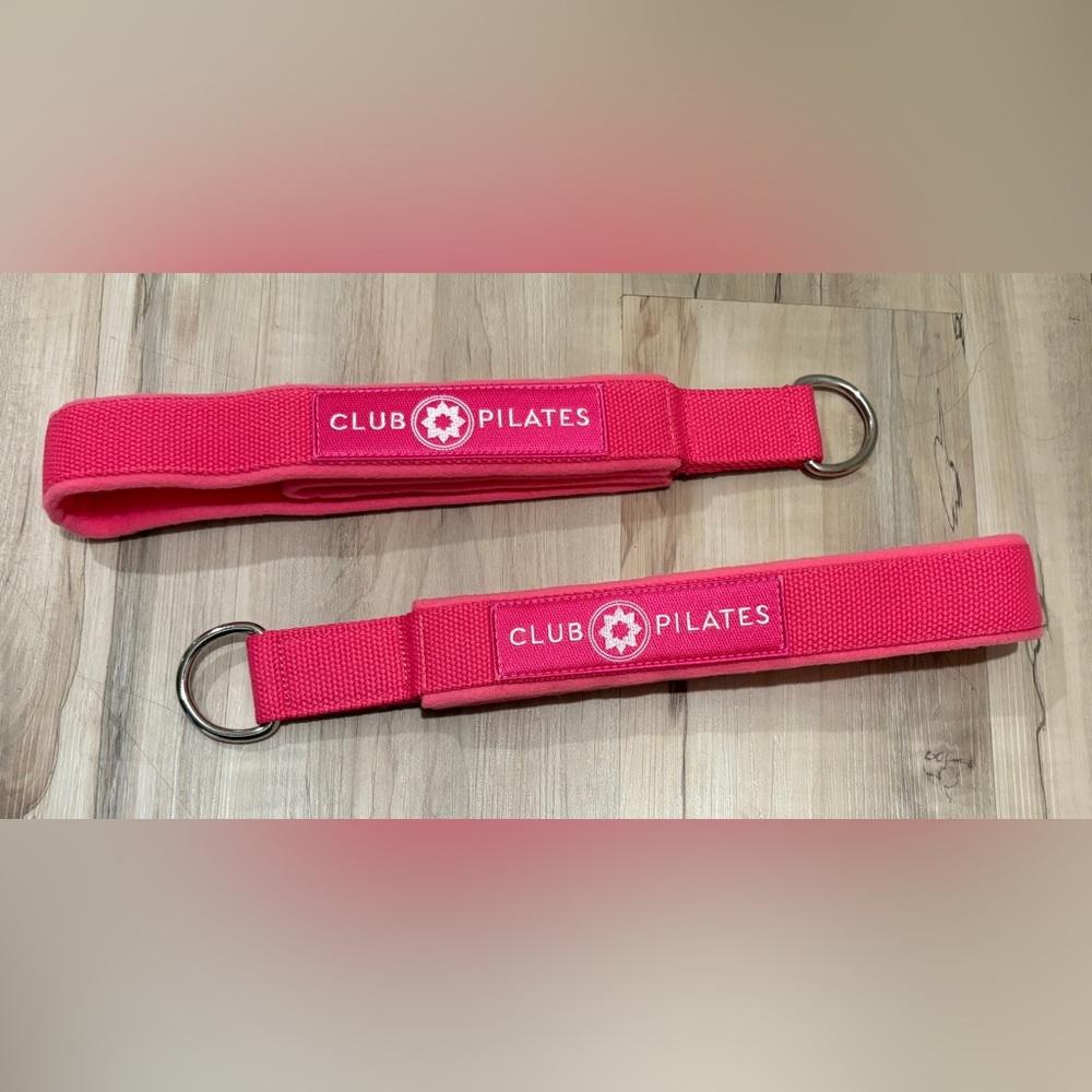 Club Pilates reformer straps pink